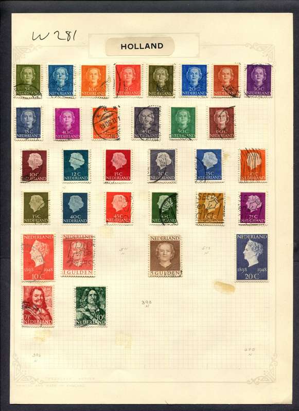 Netherlands - 32 Stamps Mounted (Hinged) On Album Page