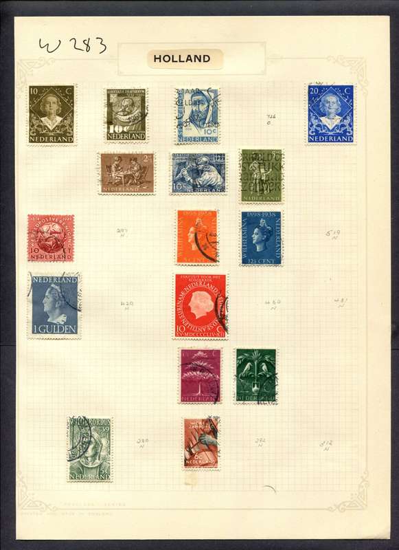 Netherlands - 16 Stamps Mounted (Hinged) On Album Page