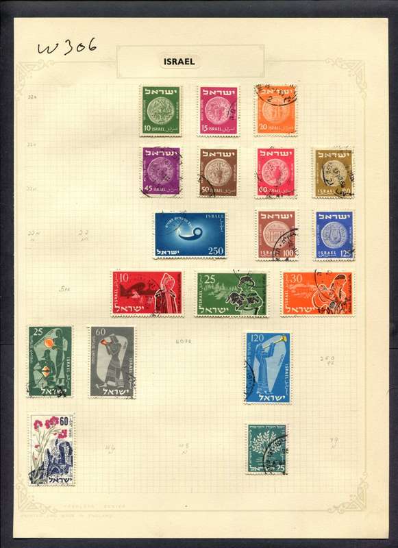 Israel - 16 Stamps Mounted (Hinged) On Album Page