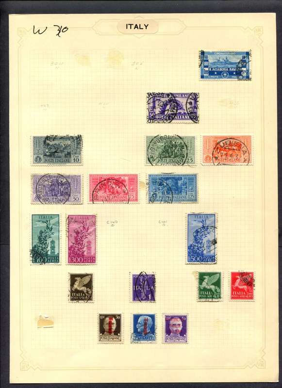 Italy - 18 Stamps Mounted (Hinged) On Album Page