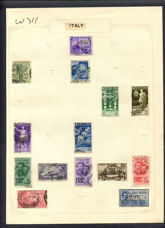 Italy - 14 Stamps Mounted (Hinged) On Album Page