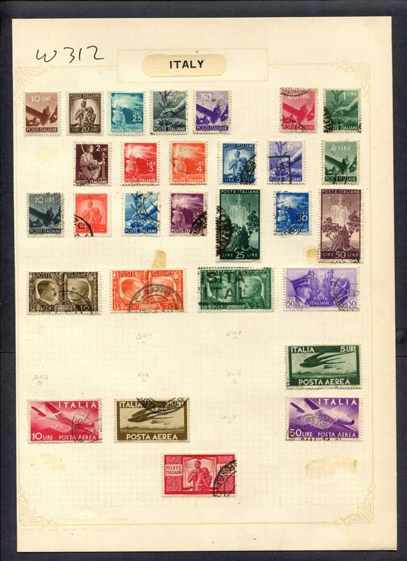 Italy - 29 Stamps Mounted (Hinged) On Album Page