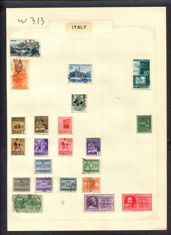 Italy - 22 Stamps Mounted (Hinged) On Album Page
