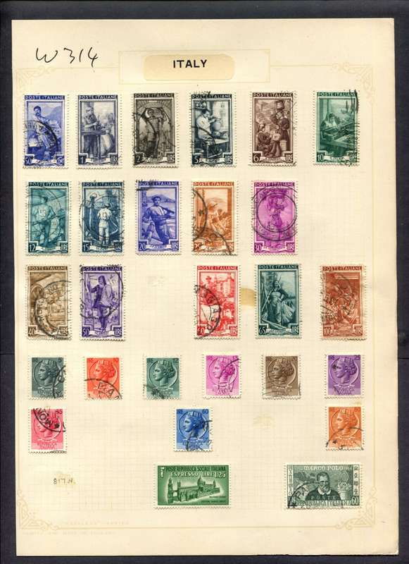 Italy - 27 Stamps Mounted (Hinged) On Album Page
