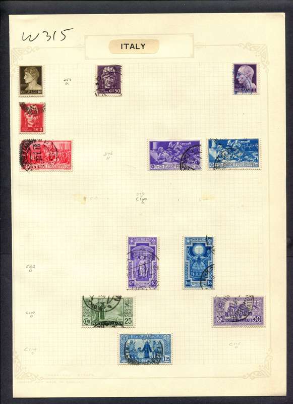 Italy - 12 Stamps Mounted (Hinged) On Album Page