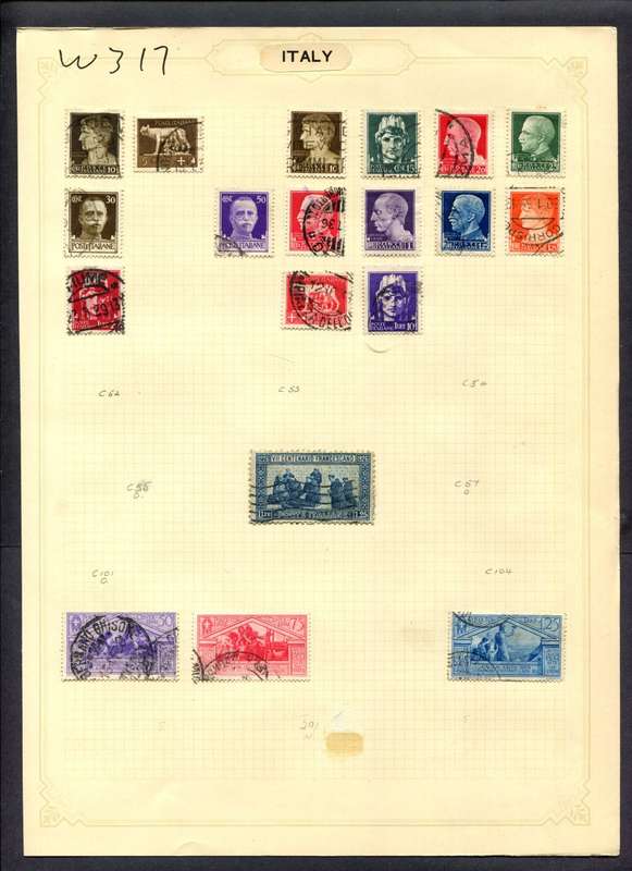 Italy - 19 Stamps Mounted (Hinged) On Album Page