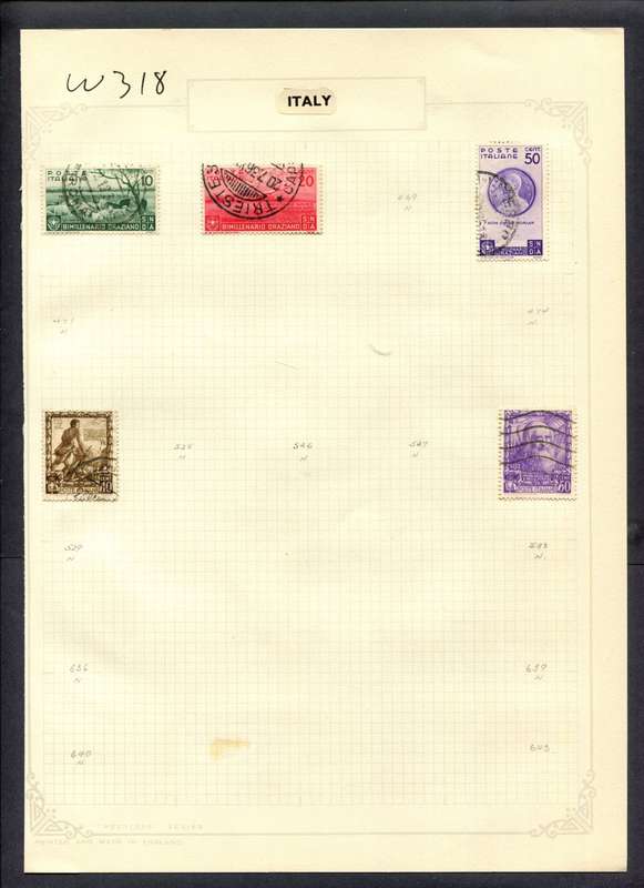 Italy - 5 Stamps Mounted (Hinged) On Album Page