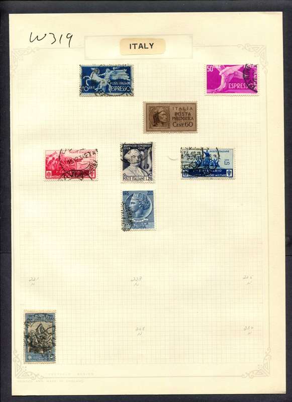 Italy - 8 Stamps Mounted (Hinged) On Album Page