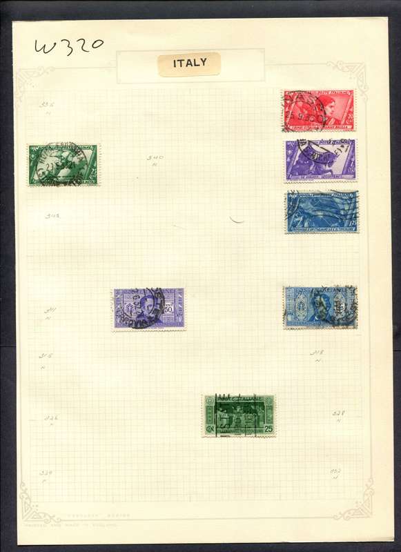 Italy - 7 Stamps Mounted (Hinged) On Album Page