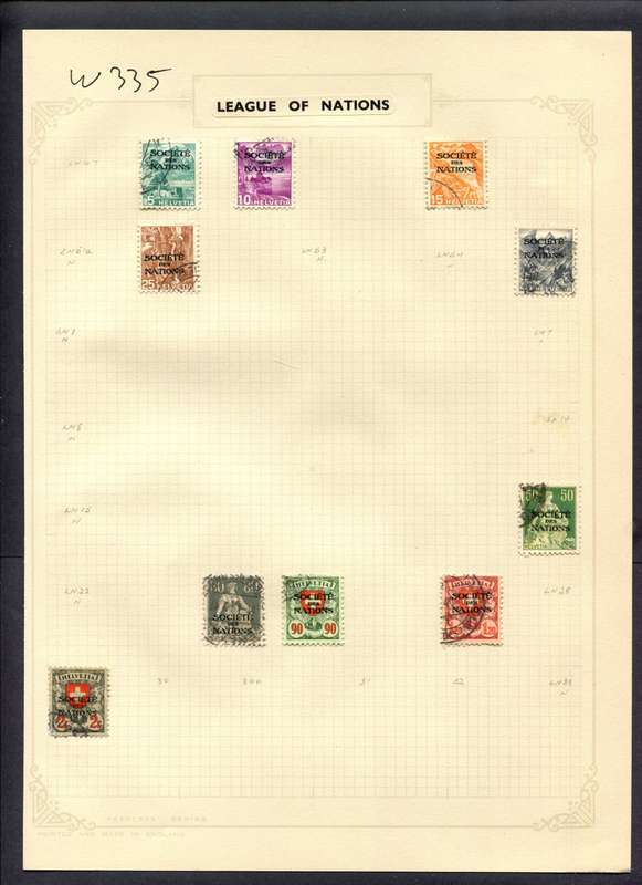 Switzerland - League of Nations - 10 Stamps Mounted (Hinged) On Album Page