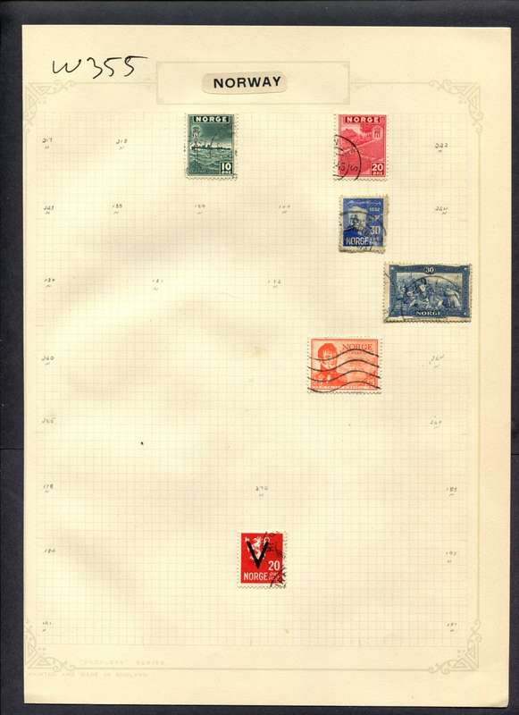 Norway - 6 Stamps Mounted (Hinged) On Album Page