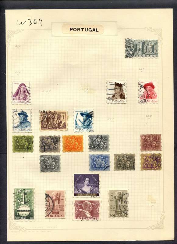 Portugal - 21 Stamps Mounted (Hinged) On Album Page
