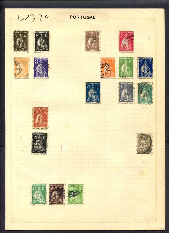 Portugal - 18 Stamps Mounted (Hinged) On Album Page
