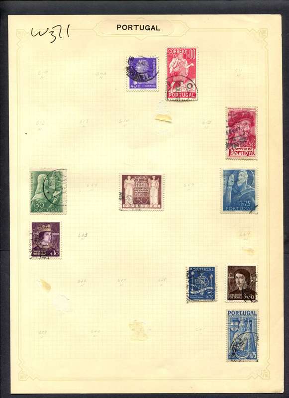 Portugal - 10 Stamps Mounted (Hinged) On Album Page