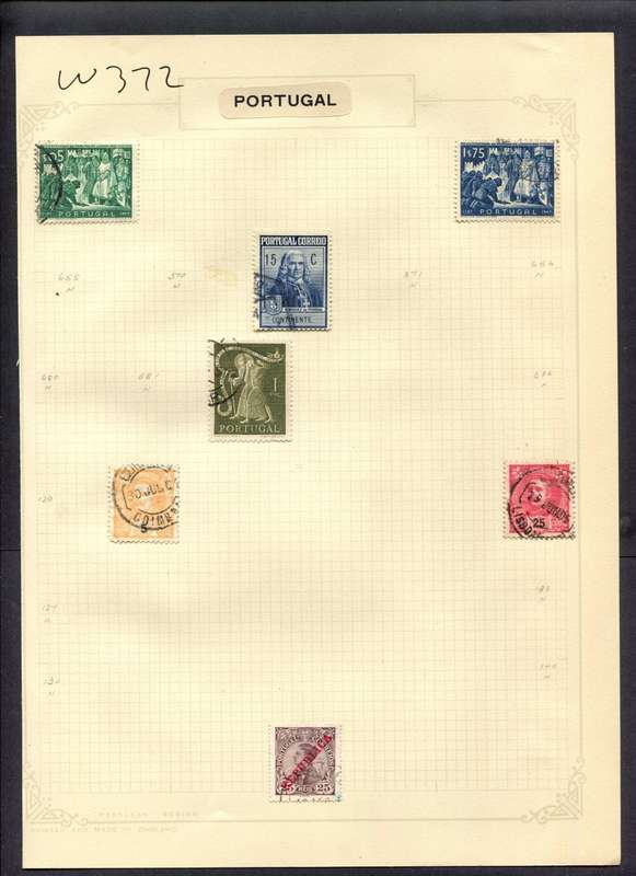 Portugal - 7 Stamps Mounted (Hinged) On Album Page