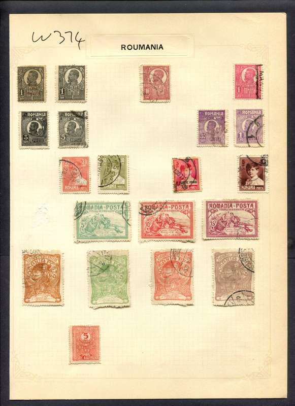Romania - 18 Stamps Mounted (Hinged) On Album Page