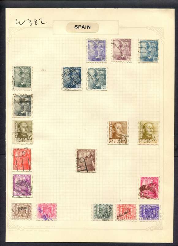 Spain - 19 Stamps Mounted (Hinged) On Album Page