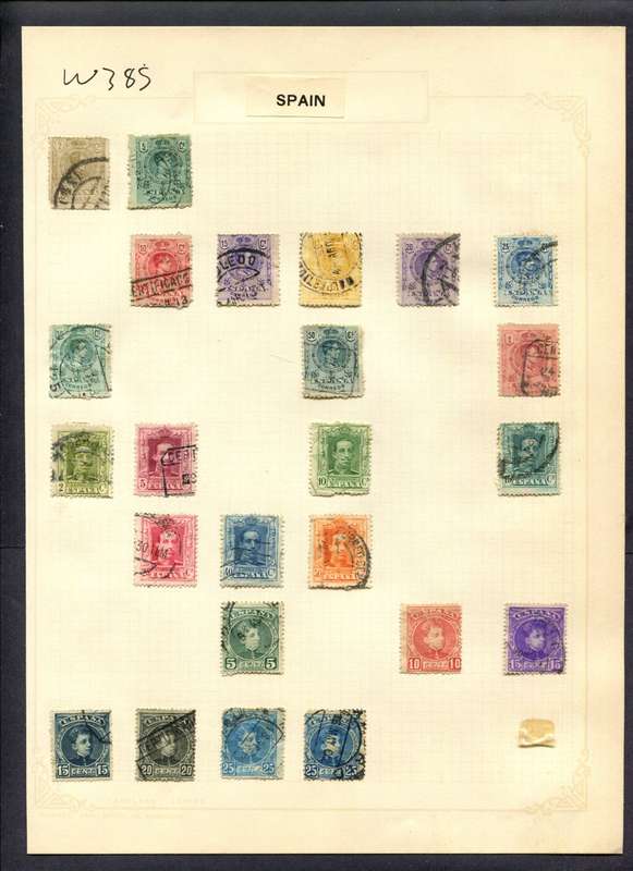 Spain - 24 Stamps Mounted (Hinged) On Album Page