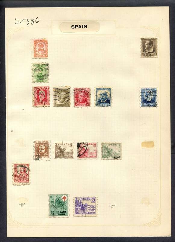 Spain - 15 Stamps Mounted (Hinged) On Album Page