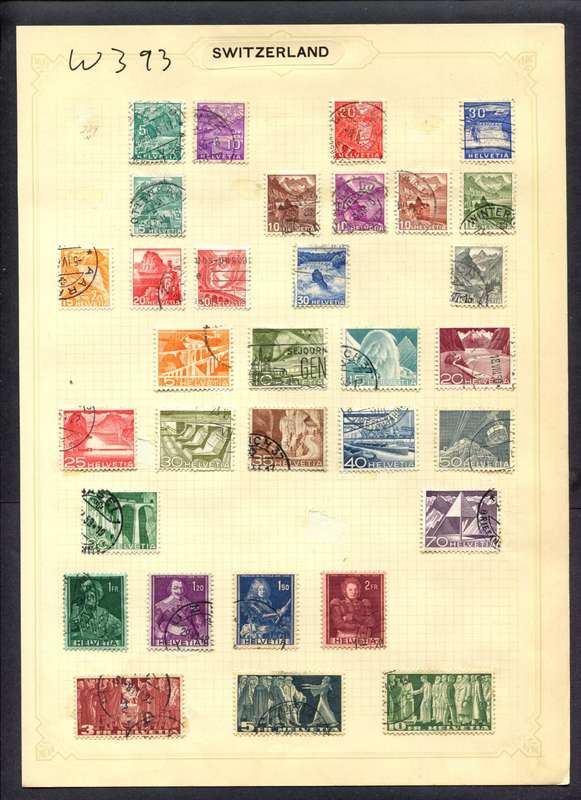 Switzerland - 32 Stamps Mounted (Hinged) On Album Page