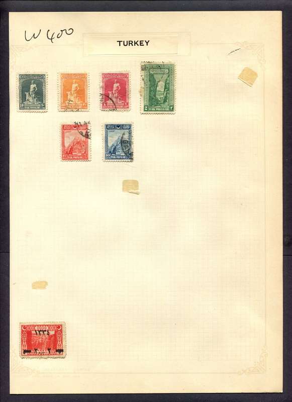 Turkey - 7 Stamps Mounted (Hinged) On Album Page