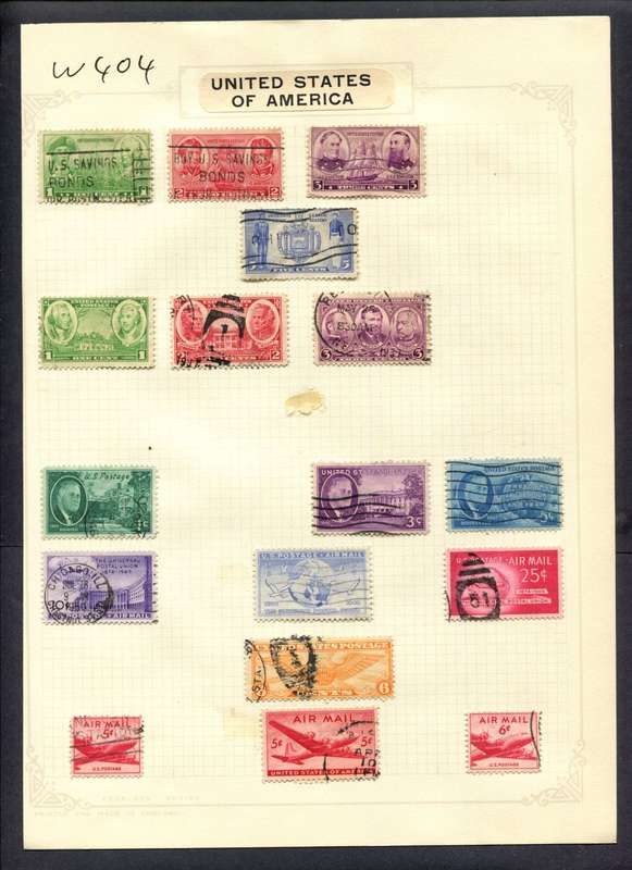 USA - 17 Stamps Mounted (Hinged) On Album Page