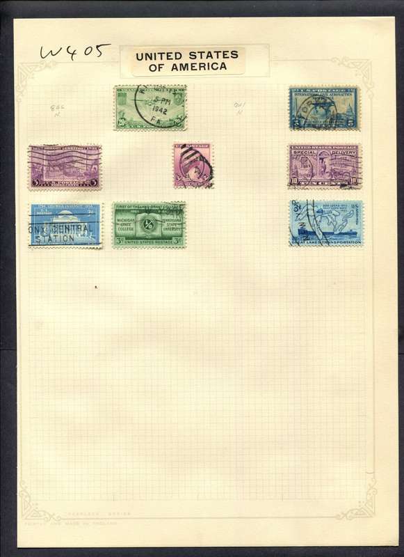 USA - 8 Stamps Mounted (Hinged) On Album Page