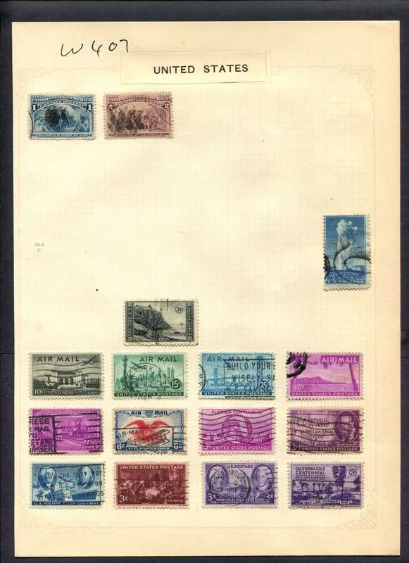USA - 16 Stamps Mounted (Hinged) On Album Page