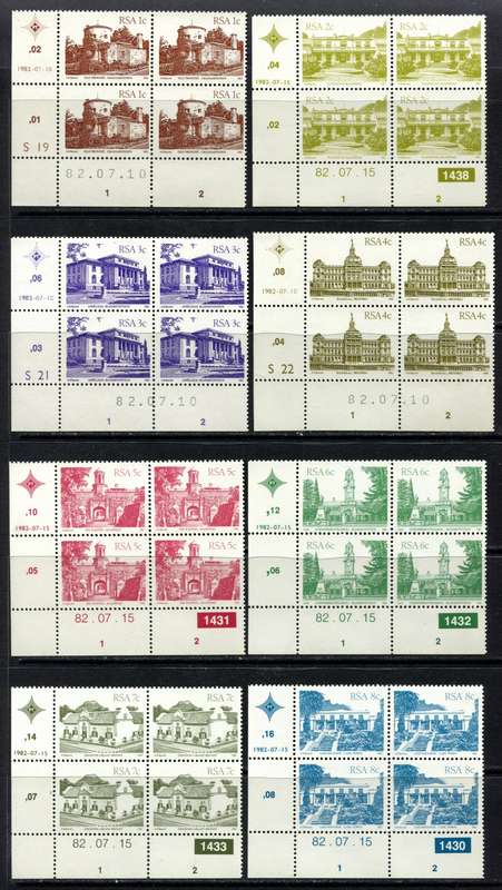 RSA - Set of 17 Control Blocks of 4 + coil Strips of 5 - 1982 - MNH