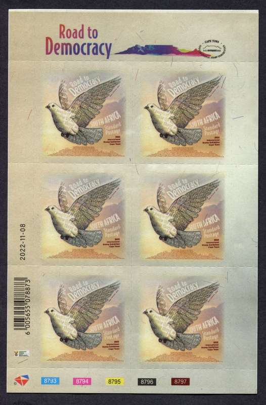RSA - Road to Democracy - Sheet of 6 - Reprint On White Backing With Corrected Cont. Num. 2022 - MNH