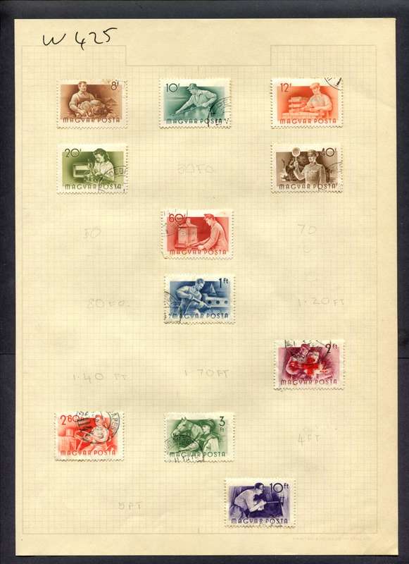 Hungary - 11 Stamps Mounted (Hinged) on Album Page