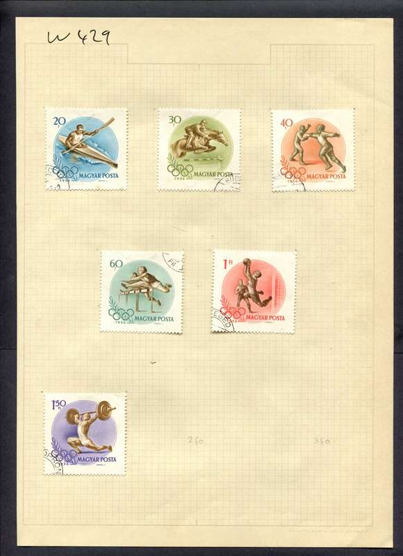 Hungary - 6 Stamps Mounted (Hinged) on Album Page