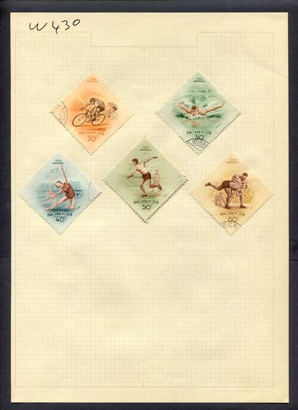 Hungary - 5 Stamps Mounted (Hinged) on Album Page