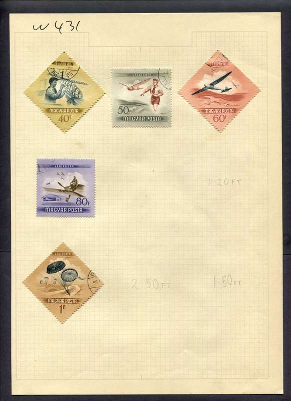 Hungary - 5 Stamps Mounted (Hinged) on Album Page