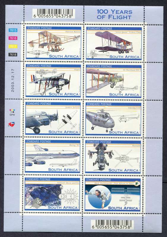 RSA -  Sheet of 10 - 2003 - MNH