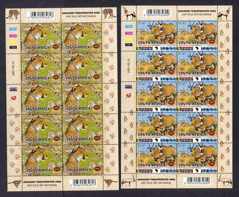 RSA -  Set of 4 Sheets of 10 - 2001 - MNH
