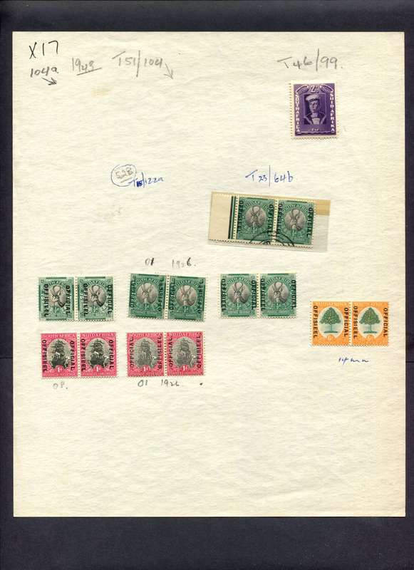 Union of SA - 15 Stamps Mounted (Hinged) On Album Page