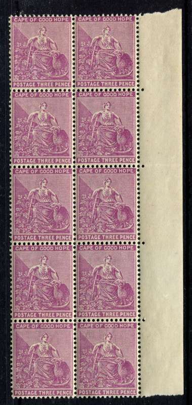 Cape of Good Hope - 1893 3d Margin Block of 10 - MNH