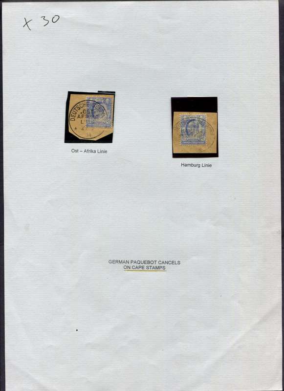 Cape of Good Hope - 2 German Paquebot Cancels on Cape Stamps - Mounted(Hinged) on Album Page