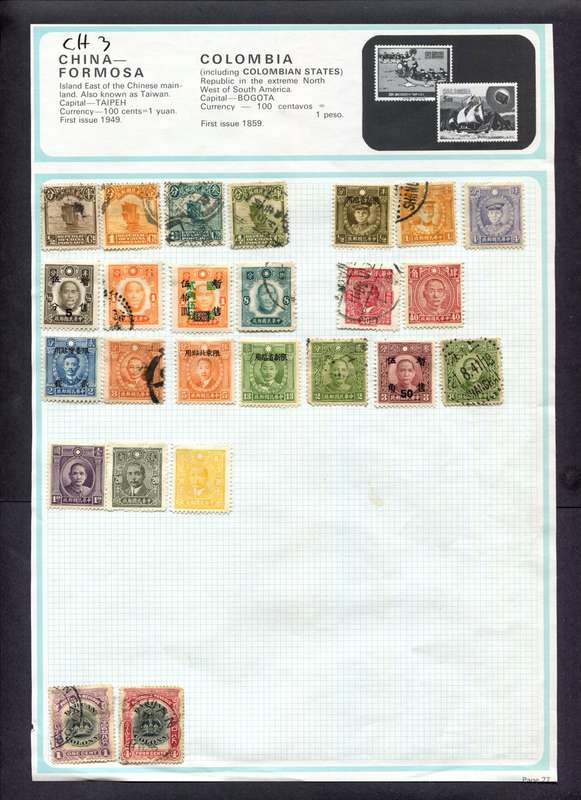 China/Labuan - 25 Stamps Mounted (Hinged) On Old Album Page