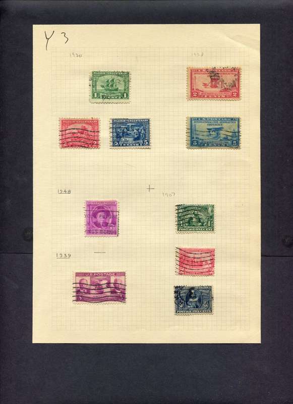 USA - 10 Stamps Mounted (Hinged) On Old Album Page