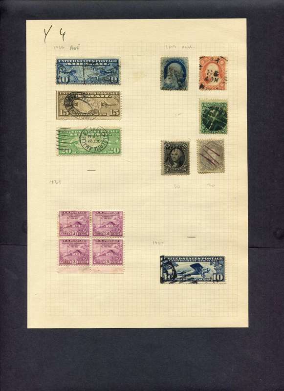 USA - 13 Stamps Mounted (Hinged) On Old Album Page