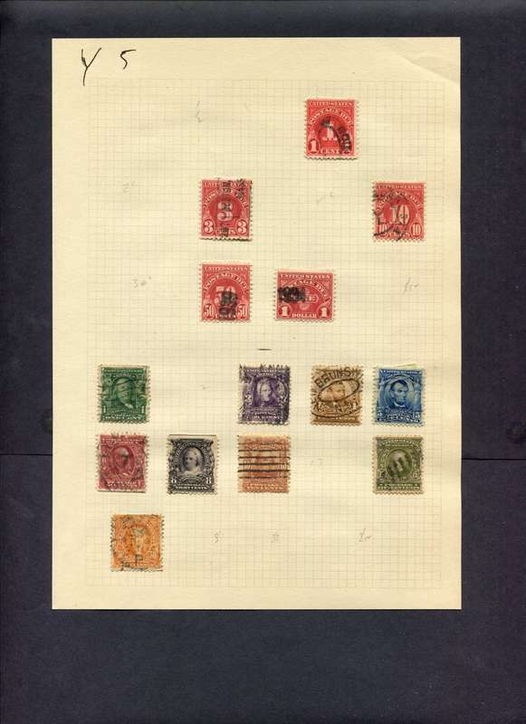USA - 14 Stamps Mounted (Hinged) On Old Album Page