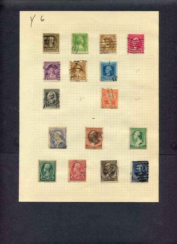USA - 16 Stamps Mounted (Hinged) On Old Album Page