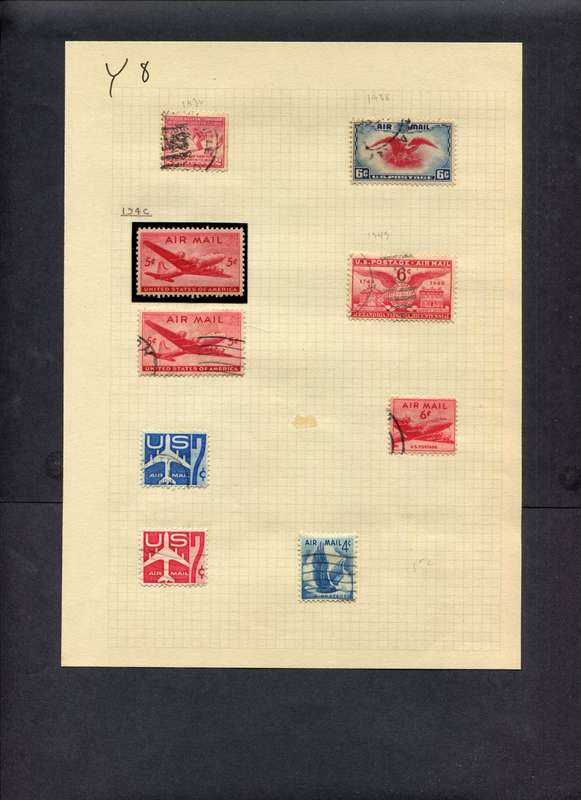 USA - 9 Stamps Mounted (Hinged) On Old Album Page