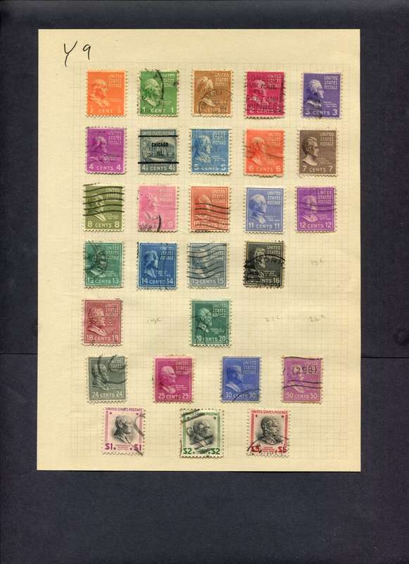 USA - 28 Stamps Mounted (Hinged) On Old Album Page