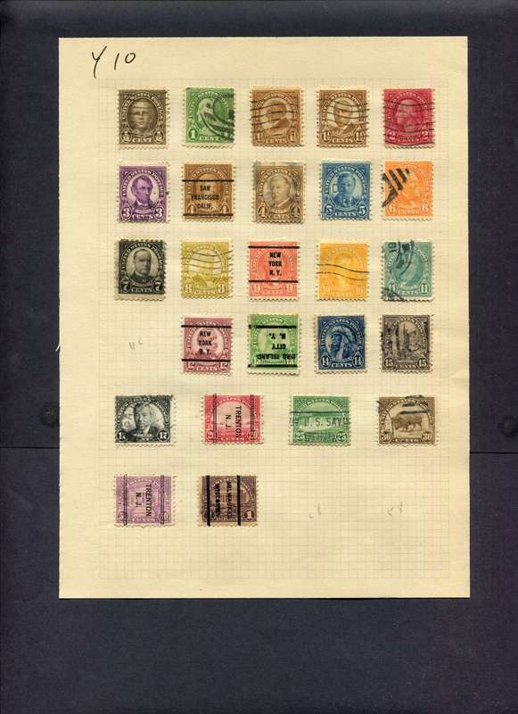 USA - 25 Stamps Mounted (Hinged) On Old Album Page - 13c With Inverted Over print