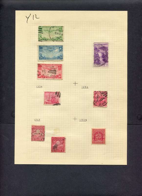 USA - 9 Stamps Mounted (Hinged) On Old Album Page