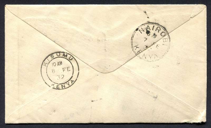 Union of SA - Flight Cover - Upington  to Kisumu Kenya
