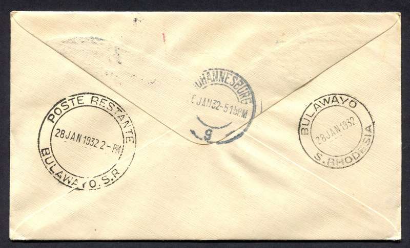 Union of SA - Flight Cover - Germiston Station  to Bulawayo